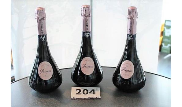 3 flessen à 75cl champagne Princes De Venoge, Rosé